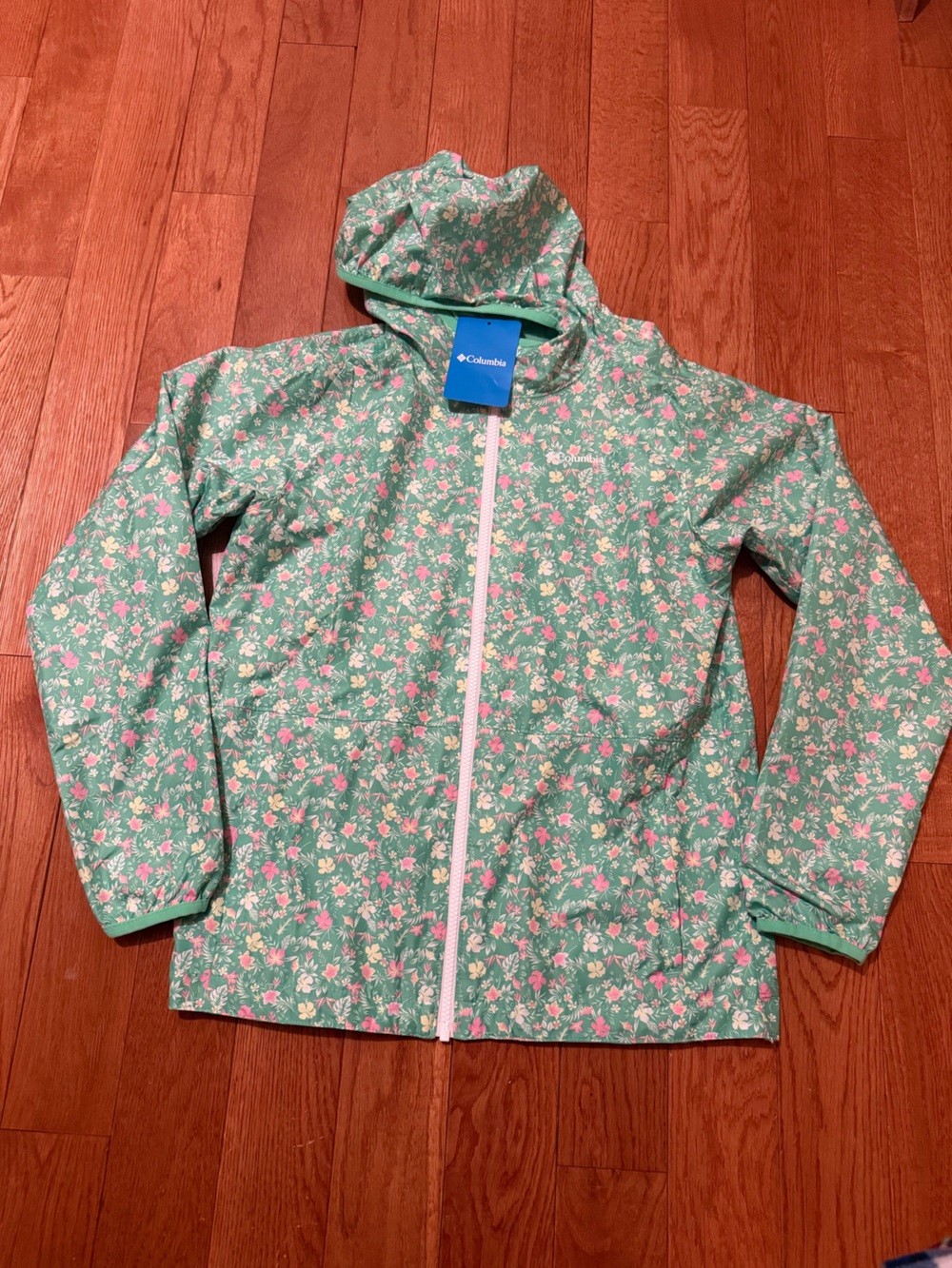 NWT Columbia Girls Large Pixel Grabber Reversible Jacket Rain Windbreaker Rain
